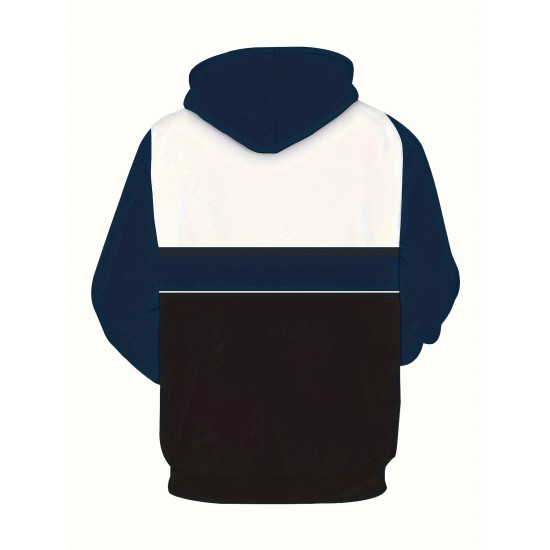 Plus Size Men's Color Block Long Sleeve Casual Stylish Hooded Pullover Hoodie Plus Size Men's Color Block Long Sleeve Casual Stylish Hooded Pullover Hoodie