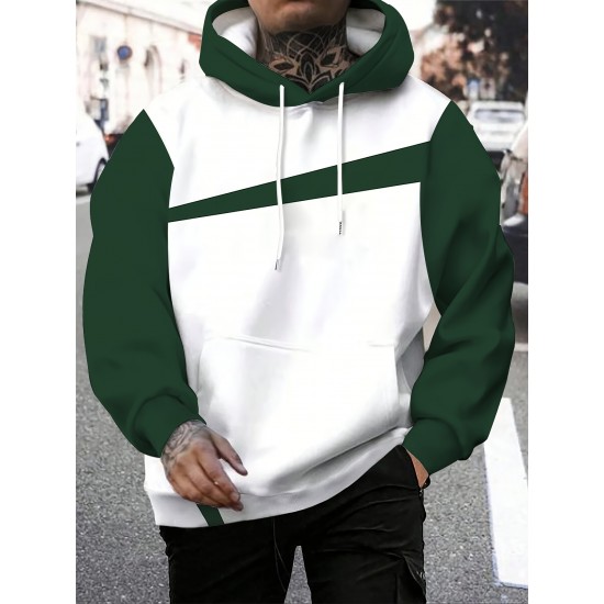 Plus Size Men's Color Block Long Sleeve Casual Stylish Hooded Pullover Hoodie Plus Size Men's Color Block Long Sleeve Casual Stylish Hooded Pullover Hoodie