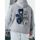 Men's Plus Size Casual Hoodie with Geometric Bear Design - Polyester, Machine Washable, Faux Pocket Detail, PLUS SIZE Men's Plus Size Casual Hoodie with Geometric Bear Design - Polyester, Machine Washable, Faux Pocket Detail, PLUS SIZE