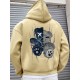 Men's Plus Size Casual Hoodie with Geometric Bear Design - Polyester, Machine Washable, Faux Pocket Detail, PLUS SIZE Men's Plus Size Casual Hoodie with Geometric Bear Design - Polyester, Machine Washable, Faux Pocket Detail, PLUS SIZE