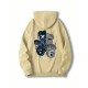 Men's Plus Size Casual Hoodie with Geometric Bear Design - Polyester, Machine Washable, Faux Pocket Detail, PLUS SIZE Men's Plus Size Casual Hoodie with Geometric Bear Design - Polyester, Machine Washable, Faux Pocket Detail, PLUS SIZE