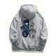 Men's Plus Size Casual Hoodie with Geometric Bear Design - Polyester, Machine Washable, Faux Pocket Detail, PLUS SIZE Men's Plus Size Casual Hoodie with Geometric Bear Design - Polyester, Machine Washable, Faux Pocket Detail, PLUS SIZE