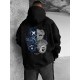 Men's Plus Size Casual Hoodie with Geometric Bear Design - Polyester, Machine Washable, Faux Pocket Detail, PLUS SIZE Men's Plus Size Casual Hoodie with Geometric Bear Design - Polyester, Machine Washable, Faux Pocket Detail, PLUS SIZE