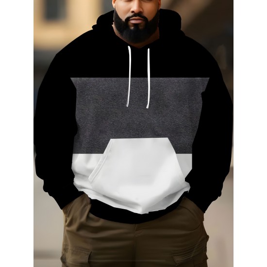 Men's Striped Hoodie with 3D Print - Casual & Sporty Pullover, Polyester Blend, Machine Washable, PLUS SIZE Men's Striped Hoodie with 3D Print - Casual & Sporty Pullover, Polyester Blend, Machine Washable, PLUS SIZE