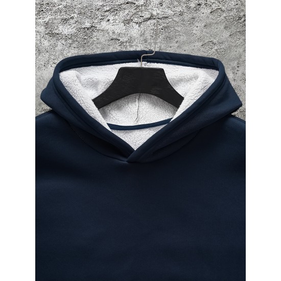 Men's Plus Size Hoodie Sweatshirt with Fleece Lined Hood, Casual Solid Color Polyester Knit Fabric, Unisex-Adult Hooded Sweatshirt Men's Plus Size Hoodie Sweatshirt with Fleece Lined Hood, Casual Solid Color Polyester Knit Fabric, Unisex-Adult Hooded Sweatshirt