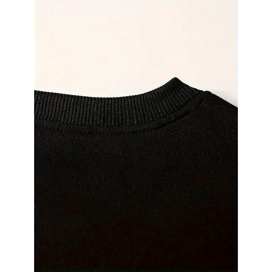 1pc New York Brooklyn Casual Crew Neck Pullover - Geometric Pattern Cotton Blend Sweatshirt, Slight Stretch Knit Fabric, Regular Fit Long Sleeve Top for Men, Plus Size 1pc New York Brooklyn Casual Crew Neck Pullover - Geometric Pattern Cotton Blend Sweatshirt, Slight Stretch Knit Fabric, Regular Fit Long Sleeve Top for Men, Plus Size