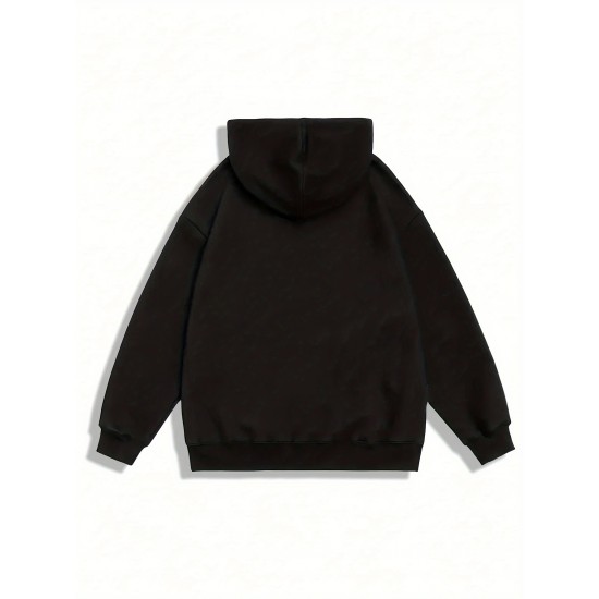 Plus Size Casual Hoodie with Geometric Wheat Ear Print, Polyester 100%, Hooded with Slight Stretch, Regular Fit Knit Fabric, 220gsm - Fake Pocket & Drawstring Detail Plus Size Casual Hoodie with Geometric Wheat Ear Print, Polyester 100%, Hooded with Slight Stretch, Regular Fit Knit Fabric, 220gsm - Fake Pocket & Drawstring Detail