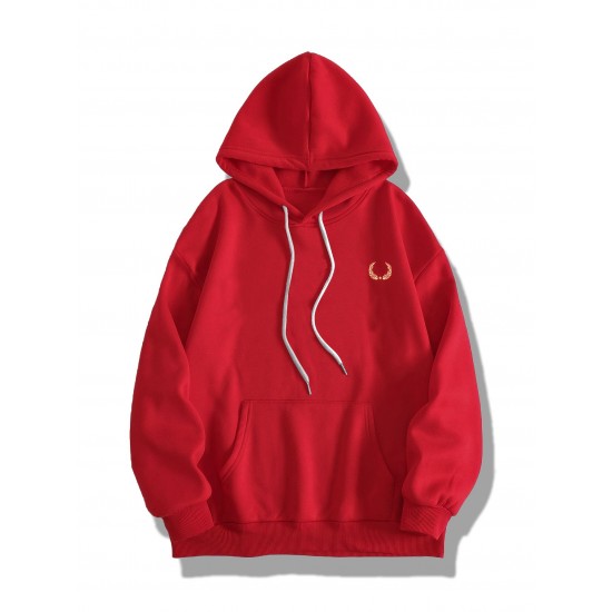 Plus Size Casual Hoodie with Geometric Wheat Ear Print, Polyester 100%, Hooded with Slight Stretch, Regular Fit Knit Fabric, 220gsm - Fake Pocket & Drawstring Detail Plus Size Casual Hoodie with Geometric Wheat Ear Print, Polyester 100%, Hooded with Slight Stretch, Regular Fit Knit Fabric, 220gsm - Fake Pocket & Drawstring Detail