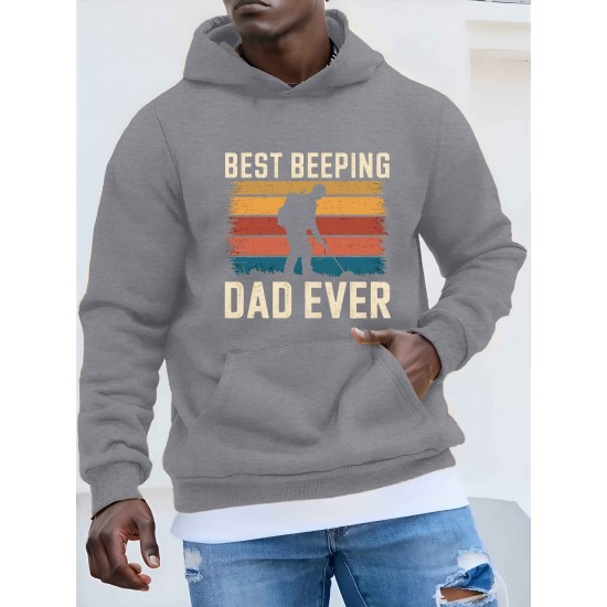 1pc Best Beeping Dad Ever Casual Plus Size Hoodie, Geometric Pattern, Polyester Knit Fabric, Loose Fit, Hooded Sweatshirt for Men 1pc Best Beeping Dad Ever Casual Plus Size Hoodie, Geometric Pattern, Polyester Knit Fabric, Loose Fit, Hooded Sweatshirt for Men