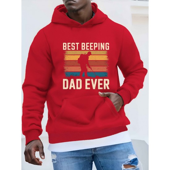1pc Best Beeping Dad Ever Casual Plus Size Hoodie, Geometric Pattern, Polyester Knit Fabric, Loose Fit, Hooded Sweatshirt for Men 1pc Best Beeping Dad Ever Casual Plus Size Hoodie, Geometric Pattern, Polyester Knit Fabric, Loose Fit, Hooded Sweatshirt for Men