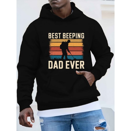 1pc Best Beeping Dad Ever Casual Plus Size Hoodie, Geometric Pattern, Polyester Knit Fabric, Loose Fit, Hooded Sweatshirt for Men 1pc Best Beeping Dad Ever Casual Plus Size Hoodie, Geometric Pattern, Polyester Knit Fabric, Loose Fit, Hooded Sweatshirt for Men