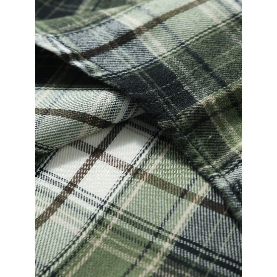 1pc Men'S Plus Size Casual Plaid Button-Down Long Sleeve Shirt with Pocket, Polyester Twill Weave, Regular Fit, Spring/Autumn Fashion 1pc Men'S Plus Size Casual Plaid Button-Down Long Sleeve Shirt with Pocket, Polyester Twill Weave, Regular Fit, Spring/Autumn Fashion