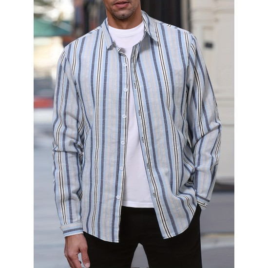 Plus Size Men's Plaid/Striped Shirt Spring Fall Winter Long Sleeve Shirt, Men's Clothing Plus Size Men's Plaid/Striped Shirt Spring Fall Winter Long Sleeve Shirt, Men's Clothing