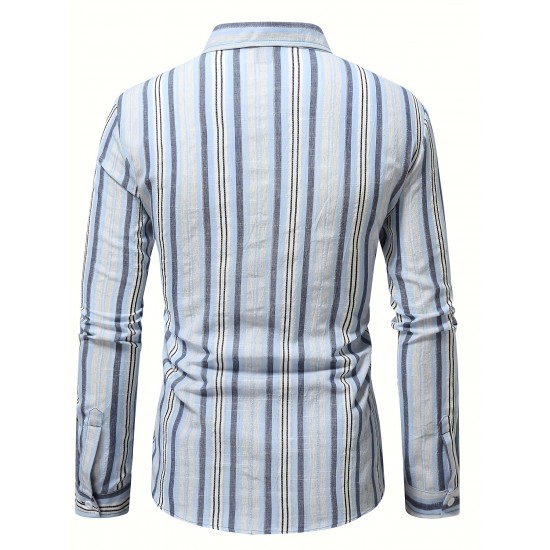 Plus Size Men's Plaid/Striped Shirt Spring Fall Winter Long Sleeve Shirt, Men's Clothing Plus Size Men's Plaid/Striped Shirt Spring Fall Winter Long Sleeve Shirt, Men's Clothing