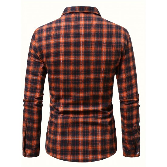 Plus Size Men's Plaid/Striped Shirt Spring Fall Winter Long Sleeve Shirt, Men's Clothing Plus Size Men's Plaid/Striped Shirt Spring Fall Winter Long Sleeve Shirt, Men's Clothing