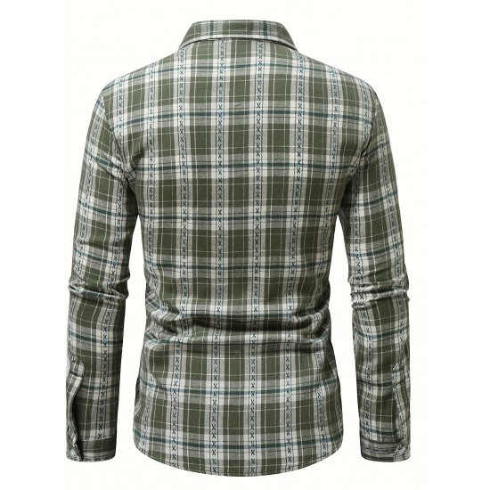 Plus Size Men's Plaid/Striped Shirt Spring Fall Winter Long Sleeve Shirt, Men's Clothing Plus Size Men's Plaid/Striped Shirt Spring Fall Winter Long Sleeve Shirt, Men's Clothing
