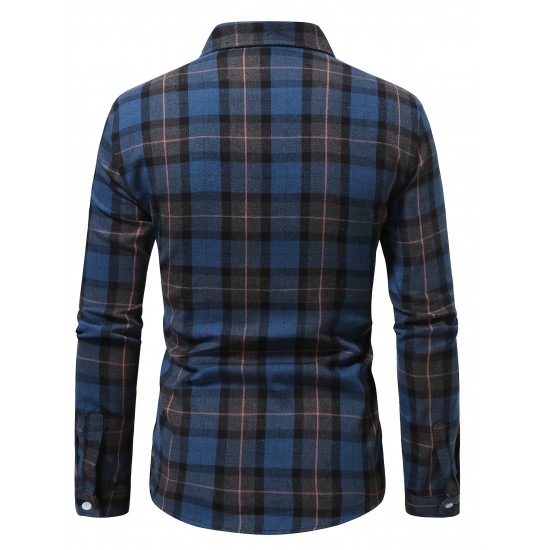 Plus Size Men's Plaid/Striped Shirt Spring Fall Winter Long Sleeve Shirt, Men's Clothing Plus Size Men's Plaid/Striped Shirt Spring Fall Winter Long Sleeve Shirt, Men's Clothing