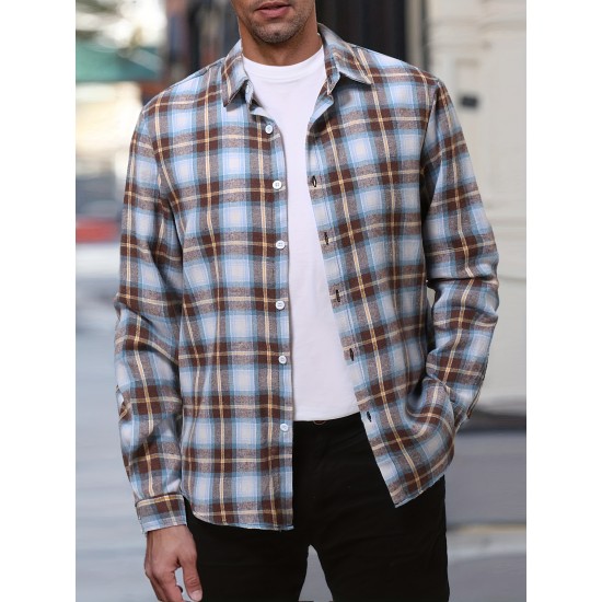 Plus Size Men's Plaid/Striped Shirt Spring Fall Winter Long Sleeve Shirt, Men's Clothing Plus Size Men's Plaid/Striped Shirt Spring Fall Winter Long Sleeve Shirt, Men's Clothing