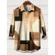 Vintage-Inspired Geometric Color Block 3D Print Men's Plus Size Button-Up Shirt with Pockets - Polyester, Machine Washable, PLUS SIZE Vintage-Inspired Geometric Color Block 3D Print Men's Plus Size Button-Up Shirt with Pockets - Polyester, Machine Washable, PLUS SIZE