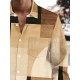 Vintage-Inspired Geometric Color Block 3D Print Men's Plus Size Button-Up Shirt with Pockets - Polyester, Machine Washable, PLUS SIZE Vintage-Inspired Geometric Color Block 3D Print Men's Plus Size Button-Up Shirt with Pockets - Polyester, Machine Washable, PLUS SIZE