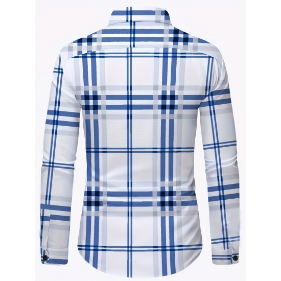 Plus Size Men's Plaid Pattern Long Sleeve Shirt - Slim Fit, Relaxed Casual Style, Ideal for Preppy Occasions, Versatile and Comfortable Wear Plus Size Men's Plaid Pattern Long Sleeve Shirt - Slim Fit, Relaxed Casual Style, Ideal for Preppy Occasions, Versatile and Comfortable Wear