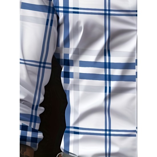 Plus Size Men's Plaid Pattern Long Sleeve Shirt - Slim Fit, Relaxed Casual Style, Ideal for Preppy Occasions, Versatile and Comfortable Wear Plus Size Men's Plaid Pattern Long Sleeve Shirt - Slim Fit, Relaxed Casual Style, Ideal for Preppy Occasions, Versatile and Comfortable Wear