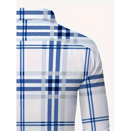 Plus Size Men's Plaid Pattern Long Sleeve Shirt - Slim Fit, Relaxed Casual Style, Ideal for Preppy Occasions, Versatile and Comfortable Wear Plus Size Men's Plaid Pattern Long Sleeve Shirt - Slim Fit, Relaxed Casual Style, Ideal for Preppy Occasions, Versatile and Comfortable Wear