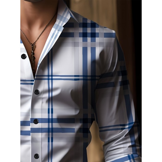 Plus Size Men's Plaid Pattern Long Sleeve Shirt - Slim Fit, Relaxed Casual Style, Ideal for Preppy Occasions, Versatile and Comfortable Wear Plus Size Men's Plaid Pattern Long Sleeve Shirt - Slim Fit, Relaxed Casual Style, Ideal for Preppy Occasions, Versatile and Comfortable Wear