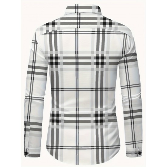 Plus Size Men's Plaid Pattern Long Sleeve Shirt - Slim Fit, Relaxed Casual Style, Ideal for Preppy Occasions, Versatile and Comfortable Wear Plus Size Men's Plaid Pattern Long Sleeve Shirt - Slim Fit, Relaxed Casual Style, Ideal for Preppy Occasions, Versatile and Comfortable Wear
