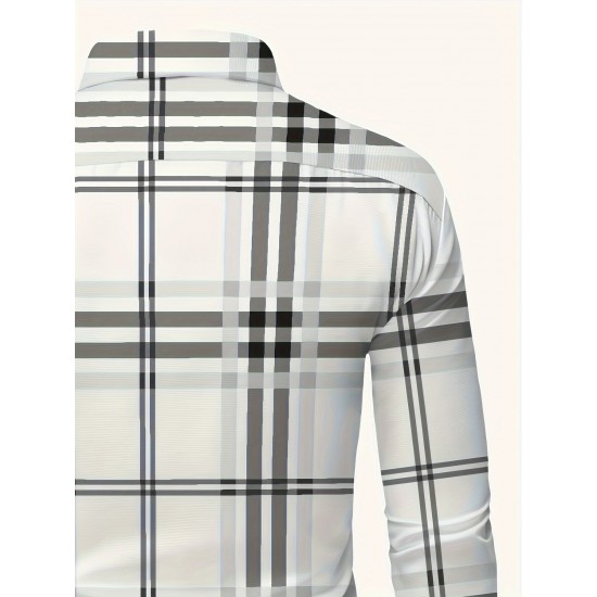 Plus Size Men's Plaid Pattern Long Sleeve Shirt - Slim Fit, Relaxed Casual Style, Ideal for Preppy Occasions, Versatile and Comfortable Wear Plus Size Men's Plaid Pattern Long Sleeve Shirt - Slim Fit, Relaxed Casual Style, Ideal for Preppy Occasions, Versatile and Comfortable Wear