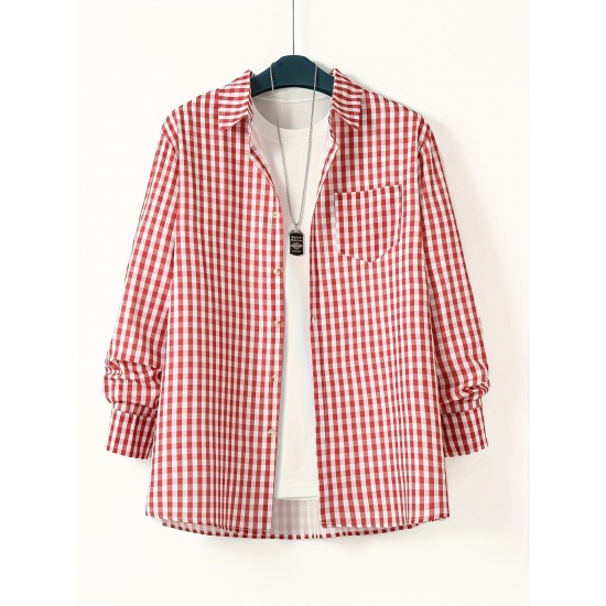 Men's Oktoberfest Plaid Casual Long Sleeve Shirt - Breathable Polyester Blend, Machine Washable, PLUS SIZE Men's Oktoberfest Plaid Casual Long Sleeve Shirt - Breathable Polyester Blend, Machine Washable, PLUS SIZE