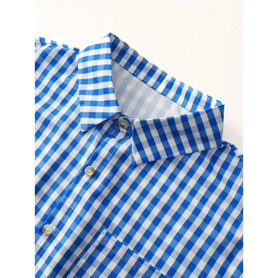 Men's Oktoberfest Plaid Casual Long Sleeve Shirt - Breathable Polyester Blend, Machine Washable, PLUS SIZE Men's Oktoberfest Plaid Casual Long Sleeve Shirt - Breathable Polyester Blend, Machine Washable, PLUS SIZE