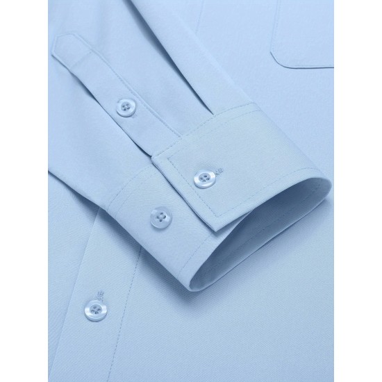 Men'S Plus Size Dress Shirts, Polyester Blend, Casual Work Style, Lapel Collar, Slight Stretch, Solid Color, Button-Down, Regular Fit, Woven, for All Seasons Men'S Plus Size Dress Shirts, Polyester Blend, Casual Work Style, Lapel Collar, Slight Stretch, Solid Color, Button-Down, Regular Fit, Woven, for All Seasons