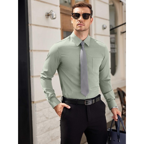 Men'S Plus Size Dress Shirts, Polyester Blend, Casual Work Style, Lapel Collar, Slight Stretch, Solid Color, Button-Down, Regular Fit, Woven, for All Seasons Men'S Plus Size Dress Shirts, Polyester Blend, Casual Work Style, Lapel Collar, Slight Stretch, Solid Color, Button-Down, Regular Fit, Woven, for All Seasons