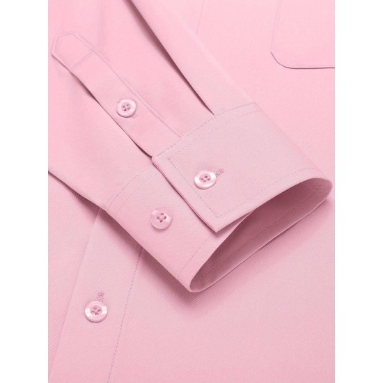 Men'S Plus Size Dress Shirts, Polyester Blend, Casual Work Style, Lapel Collar, Slight Stretch, Solid Color, Button-Down, Regular Fit, Woven, for All Seasons Men'S Plus Size Dress Shirts, Polyester Blend, Casual Work Style, Lapel Collar, Slight Stretch, Solid Color, Button-Down, Regular Fit, Woven, for All Seasons