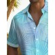 Plus Size Men's Vibrant Hawaiian Gradient Botanical Leaf Print Short Sleeve Relaxed Fit Shirt - Button Front, Functional Pocket, Breathable Fabric, Casual Vacation Style, Comfortable Wear Plus Size Men's Vibrant Hawaiian Gradient Botanical Leaf Print Short Sleeve Relaxed Fit Shirt - Button Front, Functional Pocket, Breathable Fabric, Casual Vacation Style, Comfortable Wear