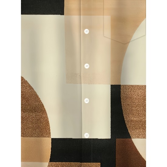 Men's Vintage Geometric Color Block 3D Print Button-Up Shirt with Pocket - Breathable Polyester, Summer Fashion, PLUS SIZE Men's Vintage Geometric Color Block 3D Print Button-Up Shirt with Pocket - Breathable Polyester, Summer Fashion, PLUS SIZE