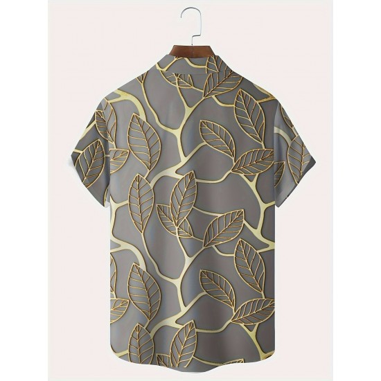 Men's Plus Size Tropical Leaf Hawaiian Shirt - Breathable Fabric, Ideal for Beach Vacations & Summer Events Men's Plus Size Tropical Leaf Hawaiian Shirt - Breathable Fabric, Ideal for Beach Vacations & Summer Events