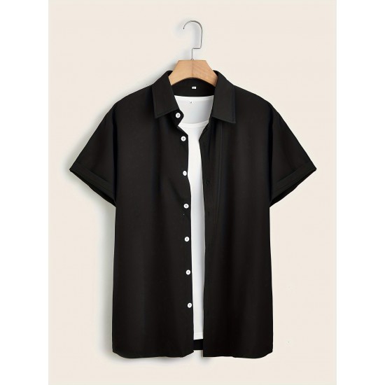 Plus Size Solid Color Button Down Shirts for Men - Short Sleeve, Lapel Collar, Breathable, Comfortable, Versatile Dress Shirts for Work, Casual, and Formal Occasions - Top Quality, Easy Care, and Classic Style Plus Size Solid Color Button Down Shirts for Men - Short Sleeve, Lapel Collar, Breathable, Comfortable, Versatile Dress Shirts for Work, Casual, and Formal Occasions - Top Quality, Easy Care, and Classic Style