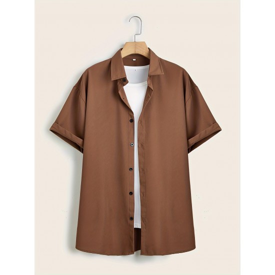 Plus Size Solid Color Button Down Shirts for Men - Short Sleeve, Lapel Collar, Breathable, Comfortable, Versatile Dress Shirts for Work, Casual, and Formal Occasions - Top Quality, Easy Care, and Classic Style Plus Size Solid Color Button Down Shirts for Men - Short Sleeve, Lapel Collar, Breathable, Comfortable, Versatile Dress Shirts for Work, Casual, and Formal Occasions - Top Quality, Easy Care, and Classic Style