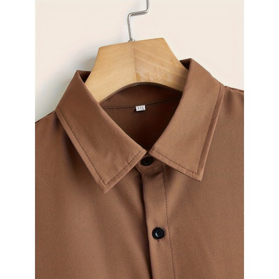 Plus Size Solid Color Button Down Shirts for Men - Short Sleeve, Lapel Collar, Breathable, Comfortable, Versatile Dress Shirts for Work, Casual, and Formal Occasions - Top Quality, Easy Care, and Classic Style Plus Size Solid Color Button Down Shirts for Men - Short Sleeve, Lapel Collar, Breathable, Comfortable, Versatile Dress Shirts for Work, Casual, and Formal Occasions - Top Quality, Easy Care, and Classic Style
