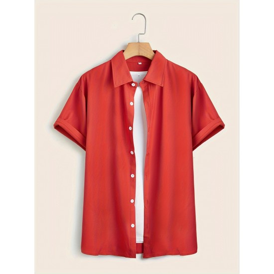 Plus Size Solid Color Button Down Shirts for Men - Short Sleeve, Lapel Collar, Breathable, Comfortable, Versatile Dress Shirts for Work, Casual, and Formal Occasions - Top Quality, Easy Care, and Classic Style Plus Size Solid Color Button Down Shirts for Men - Short Sleeve, Lapel Collar, Breathable, Comfortable, Versatile Dress Shirts for Work, Casual, and Formal Occasions - Top Quality, Easy Care, and Classic Style