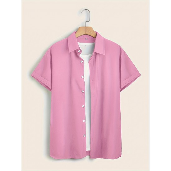 Plus Size Solid Color Button Down Shirts for Men - Short Sleeve, Lapel Collar, Breathable, Comfortable, Versatile Dress Shirts for Work, Casual, and Formal Occasions - Top Quality, Easy Care, and Classic Style Plus Size Solid Color Button Down Shirts for Men - Short Sleeve, Lapel Collar, Breathable, Comfortable, Versatile Dress Shirts for Work, Casual, and Formal Occasions - Top Quality, Easy Care, and Classic Style
