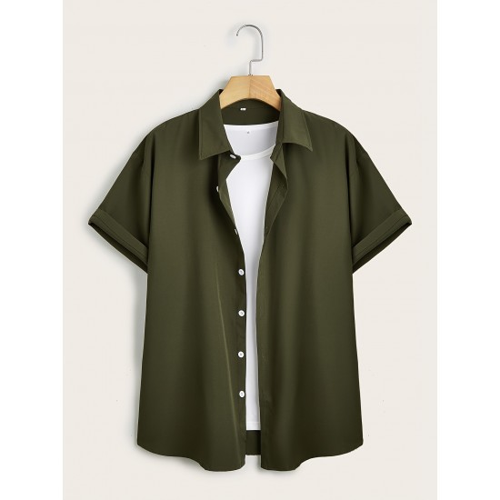 Plus Size Solid Color Button Down Shirts for Men - Short Sleeve, Lapel Collar, Breathable, Comfortable, Versatile Dress Shirts for Work, Casual, and Formal Occasions - Top Quality, Easy Care, and Classic Style Plus Size Solid Color Button Down Shirts for Men - Short Sleeve, Lapel Collar, Breathable, Comfortable, Versatile Dress Shirts for Work, Casual, and Formal Occasions - Top Quality, Easy Care, and Classic Style