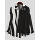 Plus Size Men's Long Sleeve Casual Shirt - Stripe Patchwork Design, Turn Down Collar, Button Closure, Polyester Fabric, Machine Washable and Dry Cleanable Plus Size Men's Long Sleeve Casual Shirt - Stripe Patchwork Design, Turn Down Collar, Button Closure, Polyester Fabric, Machine Washable and Dry Cleanable