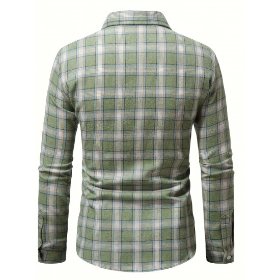 Plus Size Men's Plaid Shirt Oversized Long Sleeve Shirt For Fall Winter, Men's Clothing Plus Size Men's Plaid Shirt Oversized Long Sleeve Shirt For Fall Winter, Men's Clothing