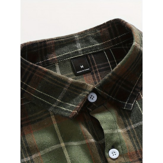 Plus Size Men's Plaid Shirt Oversized Long Sleeve Shirt For Fall Winter, Men's Clothing Plus Size Men's Plaid Shirt Oversized Long Sleeve Shirt For Fall Winter, Men's Clothing