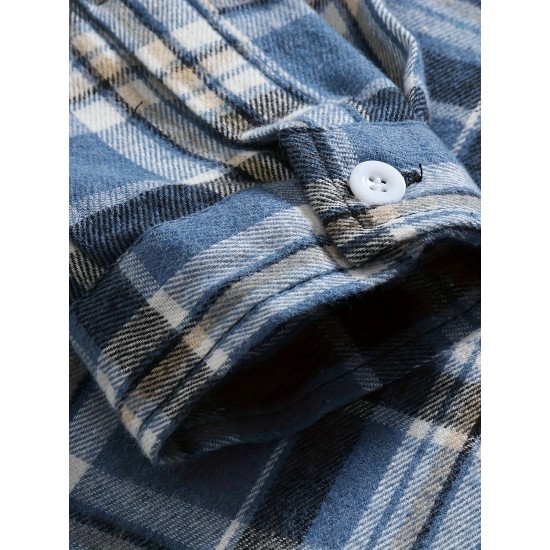Plus Size Men's Plaid Shirt Oversized Long Sleeve Shirt For Fall Winter, Men's Clothing Plus Size Men's Plaid Shirt Oversized Long Sleeve Shirt For Fall Winter, Men's Clothing