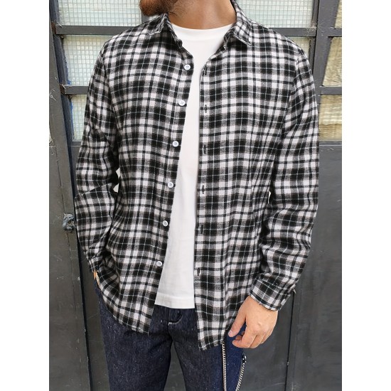 Plus Size Men's Plaid Shirt Oversized Long Sleeve Shirt For Fall Winter, Men's Clothing Plus Size Men's Plaid Shirt Oversized Long Sleeve Shirt For Fall Winter, Men's Clothing