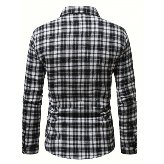 Plus Size Men's Plaid Shirt Oversized Long Sleeve Shirt For Fall Winter, Men's Clothing Plus Size Men's Plaid Shirt Oversized Long Sleeve Shirt For Fall Winter, Men's Clothing